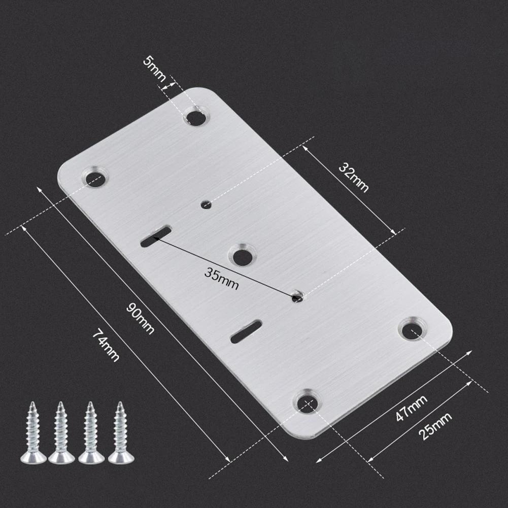4/10 Pair Stainless Steel Hinge Repair Plate for Kitchen Cupboard Cabinet Door Fixing Screws Hardware