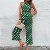 Women's Fashion Polka Dot Wide Leg Jumpsuit Neck Strap Jumpsuit