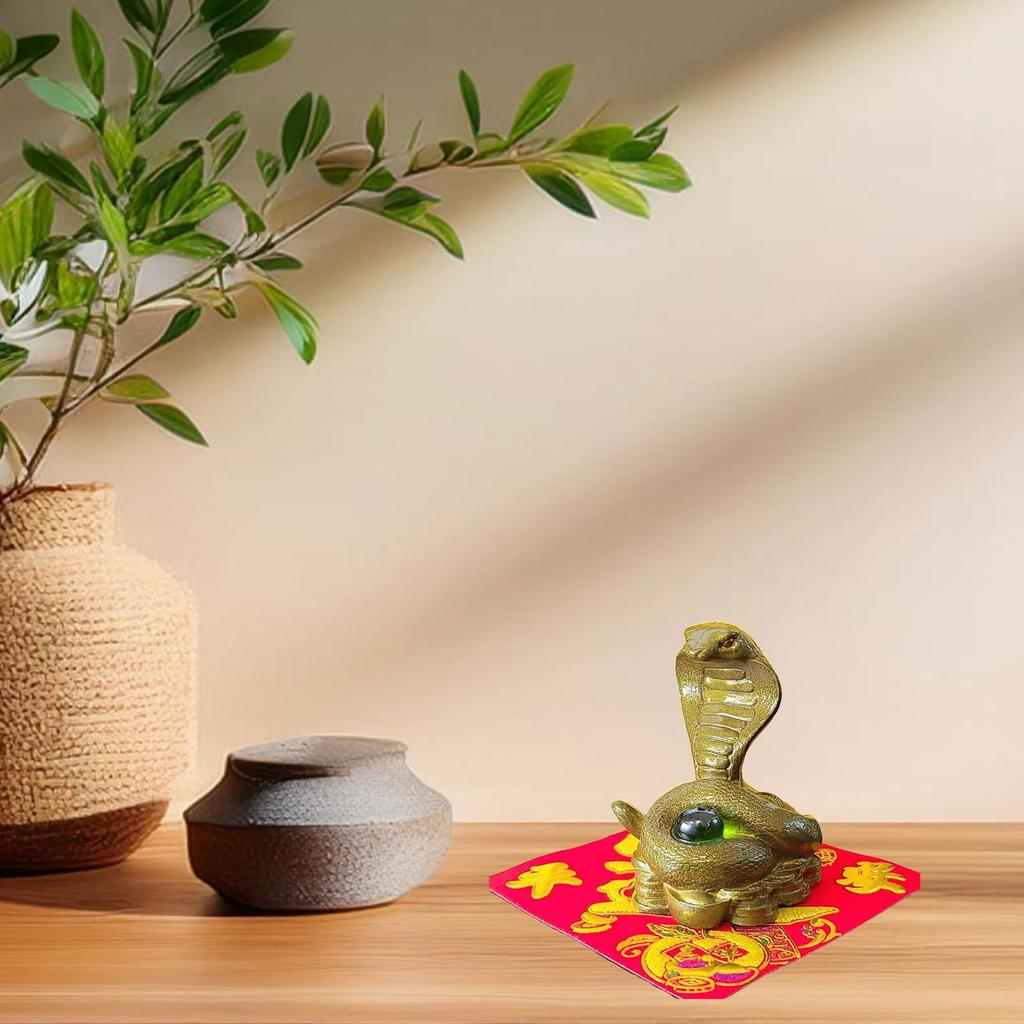 Good Fortune Ornament for Boosting Wealth - Zodiac Sign Snake Figurine that Changes to Gold - Comes with a Wealth-Attracting Treasure Mat - Palm-Sized