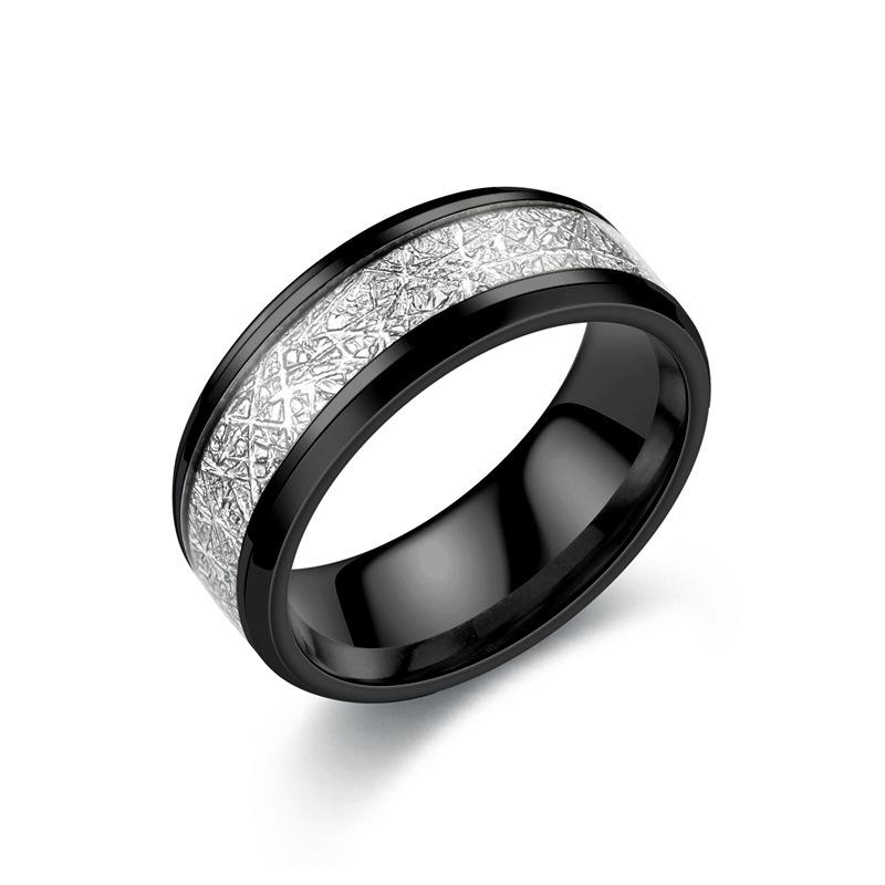 Men's Titanium Steel Rime Silk Pattern Ring - European & American Fashion Jewelry
