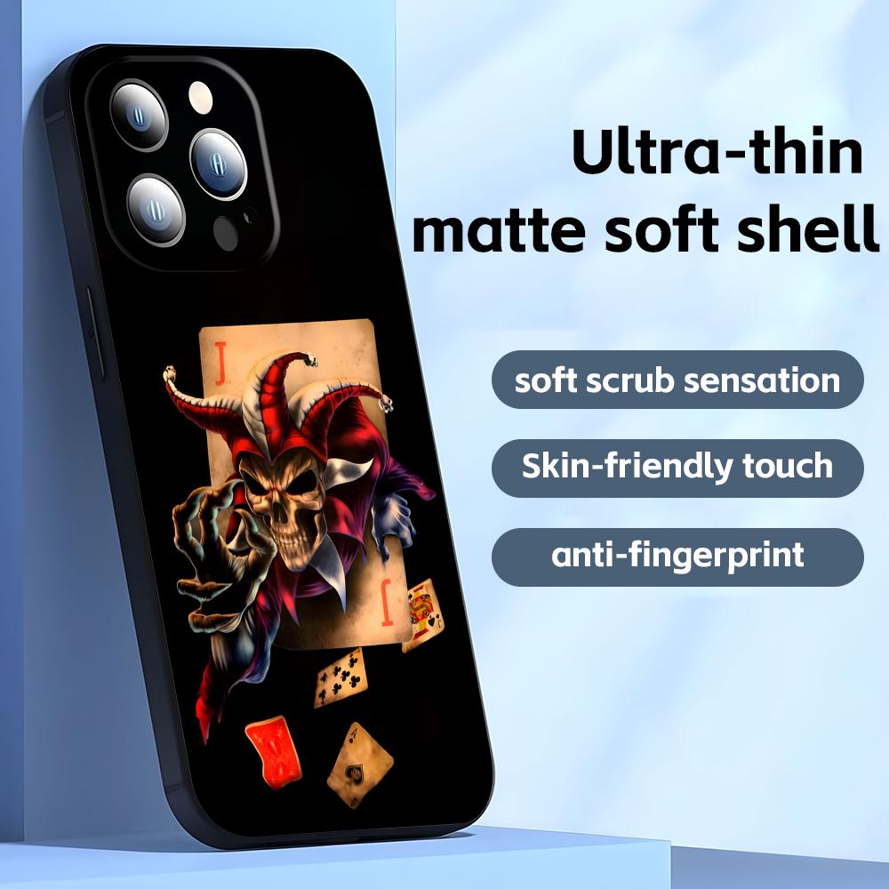 Poker Phone Case For iPhone17 16 16e 15 14 13 12 11 Plus Mini Pro Max Soft Black Shockproof Cover