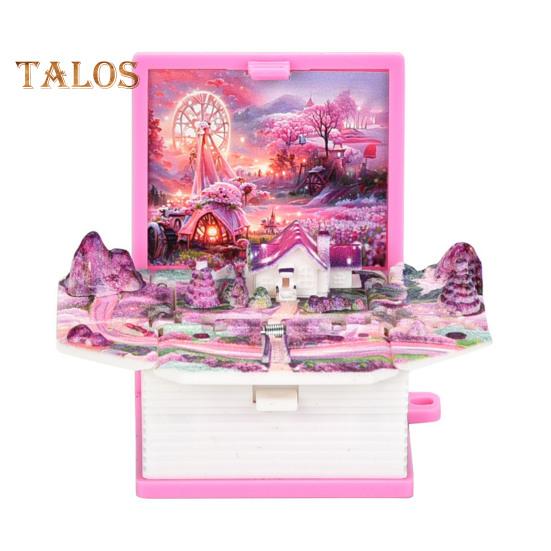 Mini-Schlüsselanhänger mit 3D-Klappbuch, knallende Miniaturwelt, hängende Dekoration, kleines Café, Große Mauer, Schloss, faltbares Buch, Schlüsselanhänger