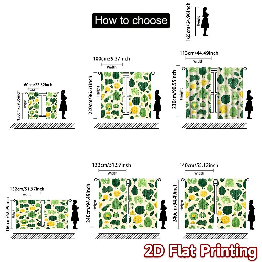 2D FLAT PRINTING 2pcs Curtains (Without Rod) Floral Greenery Design (2) Saint Patrick is Day Festival Creative Curtains Machine