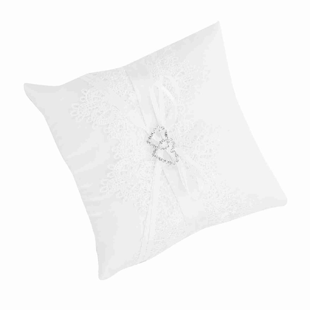 Elfenbein Satin Blumenmädchen Korb Hochzeit Kissen Kissen Spitze Floral