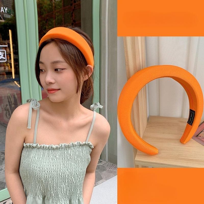 Candy-Colored Heightening Sponge Wide-Brimmed Headband Korean Version Candy-Colored Face Wash Hairband Women's Hair Accessories