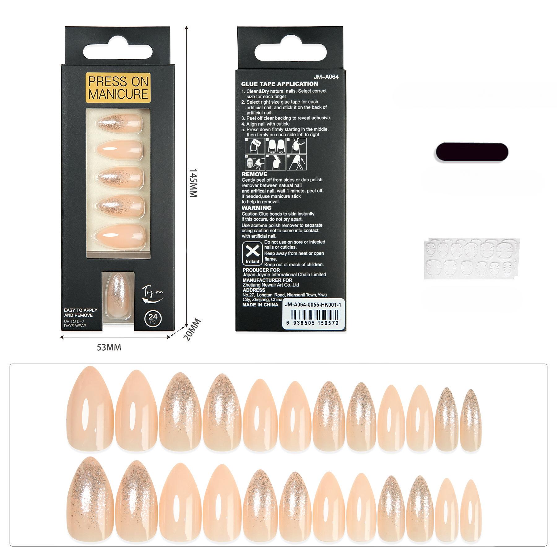 

Gradient Wear Nails Skin Color Nude Nails Finished European and American Pointed Nails