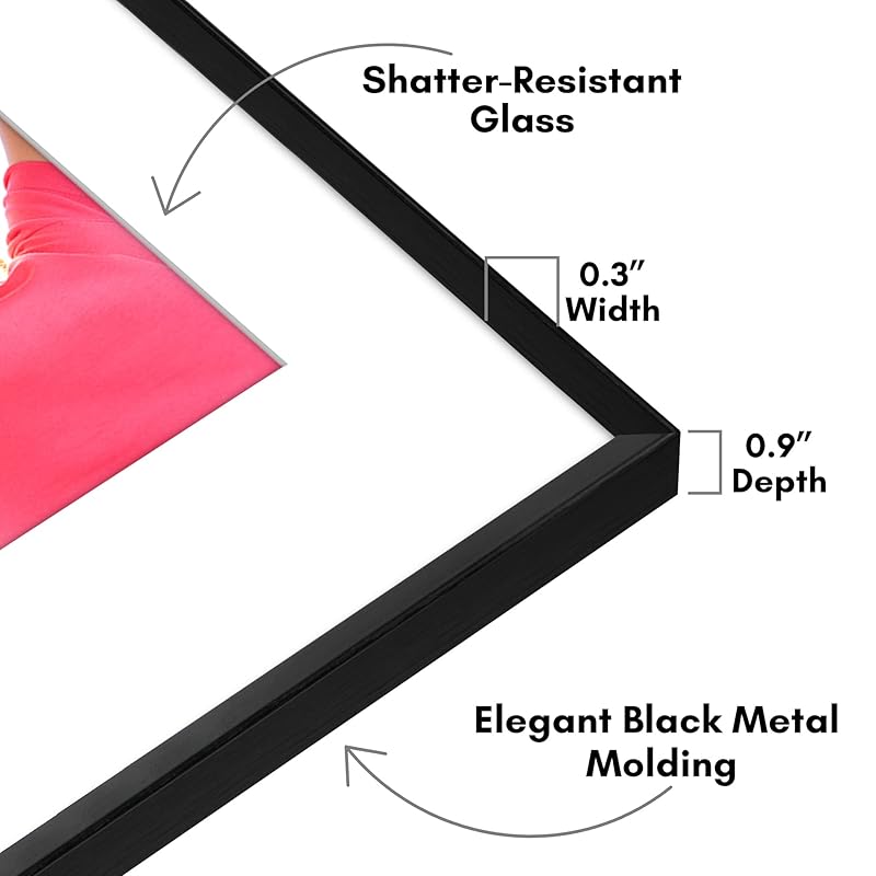 Americanflat Aluminum 12x16 Picture Frame in Black - Use as 9x12 Picture Frame with Mat or 12x16 Frame Without Mat - Sha 12x16 чёрный