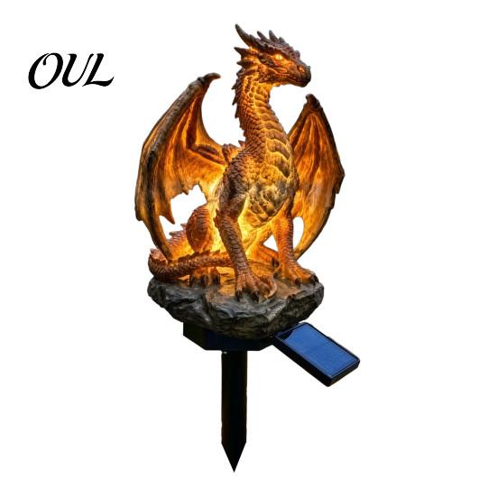 Solar Landscape Lighting Garden Light, Dragon Savage Statue, Wild Man Sculpture, Resin Decor Outdoor Night Light for Patio Yard Courtyard Warm Lantern