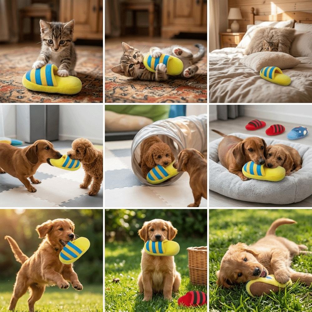 3PCS Long Lasting Plush Squeaky Toy Colorful Stripe Interactive Dog Toy Boredom Relief
