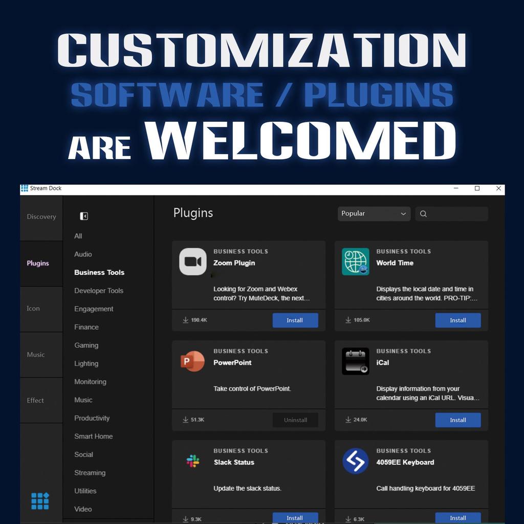 Visual Customizable Keyboard Streamdeck HSV293S Controller