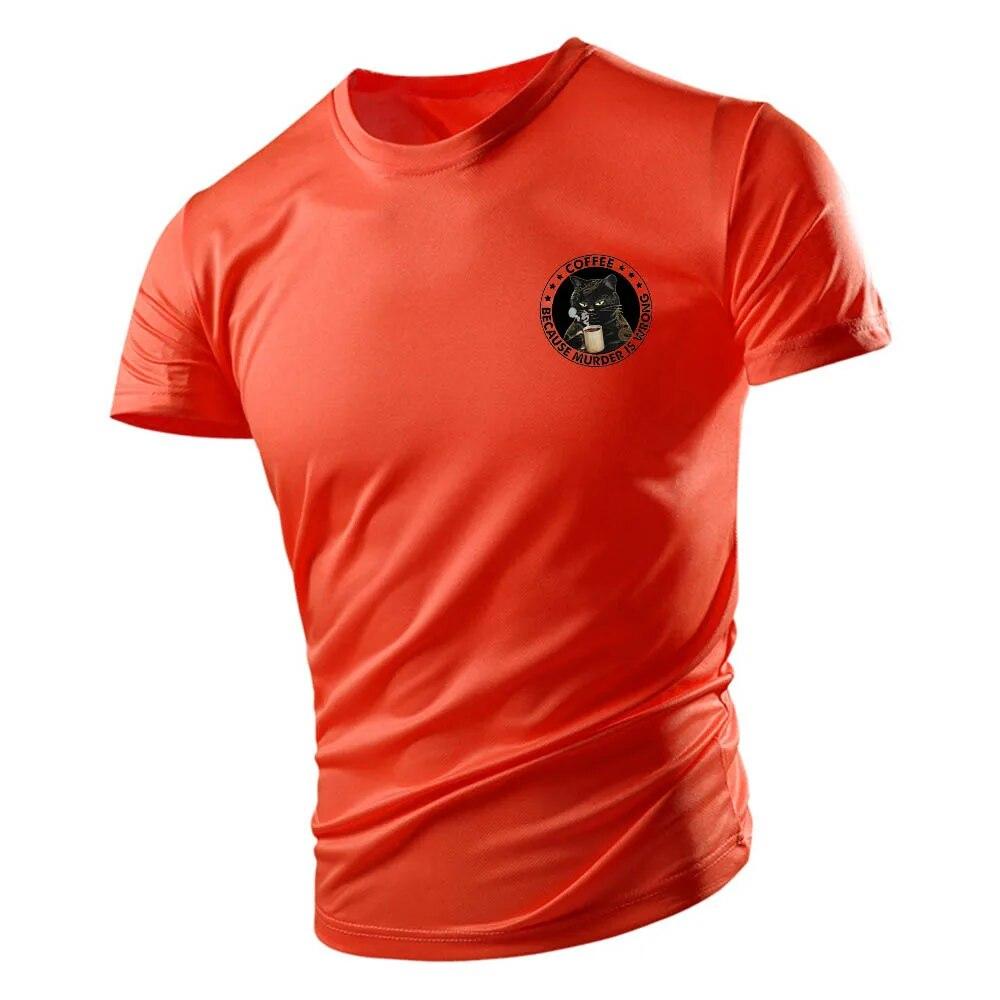 Summer Cartoon Cat Print Men'S Daily Crew Neck Short Sleeve 2023 New Casual T-Shirt Sports Style Comfortable Lightweight Style