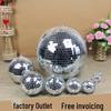 Reflective Glass Disco Ball - Silver Hanging Spherical Party Decor Mirror Ball