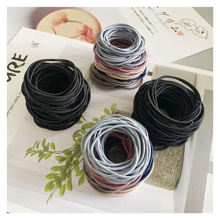 Elástico de Cabelo Preto Fino Estilo Coreano de Alta Elasticidade para Meninas