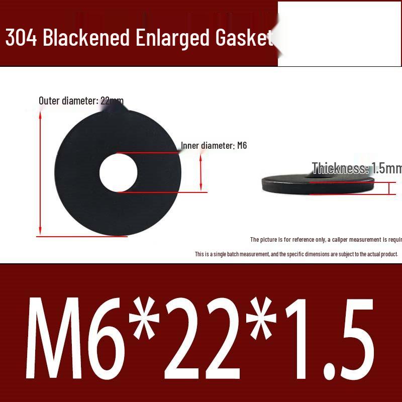 Large Black 304 Stainless Steel Ultra-Thin Oversized Flat Washer, Zinc-Plated