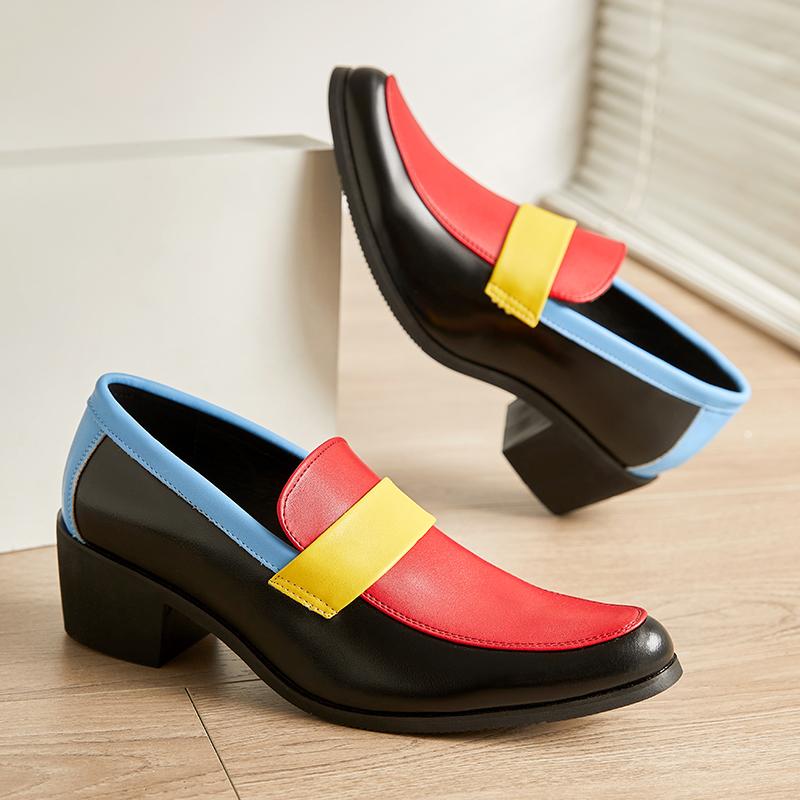 Fashion Designer Colorful Loafers Pointed Mixed Color Slip on Leather Shoes for Men New Dress Wedding Prom Homecoming Loafers