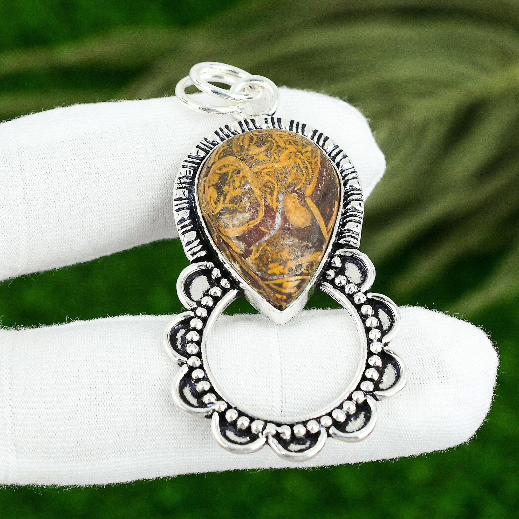 

Mothers day Deal Mariam Jasper Stone 925 Silver Bezel Anniversary Sister Pendant