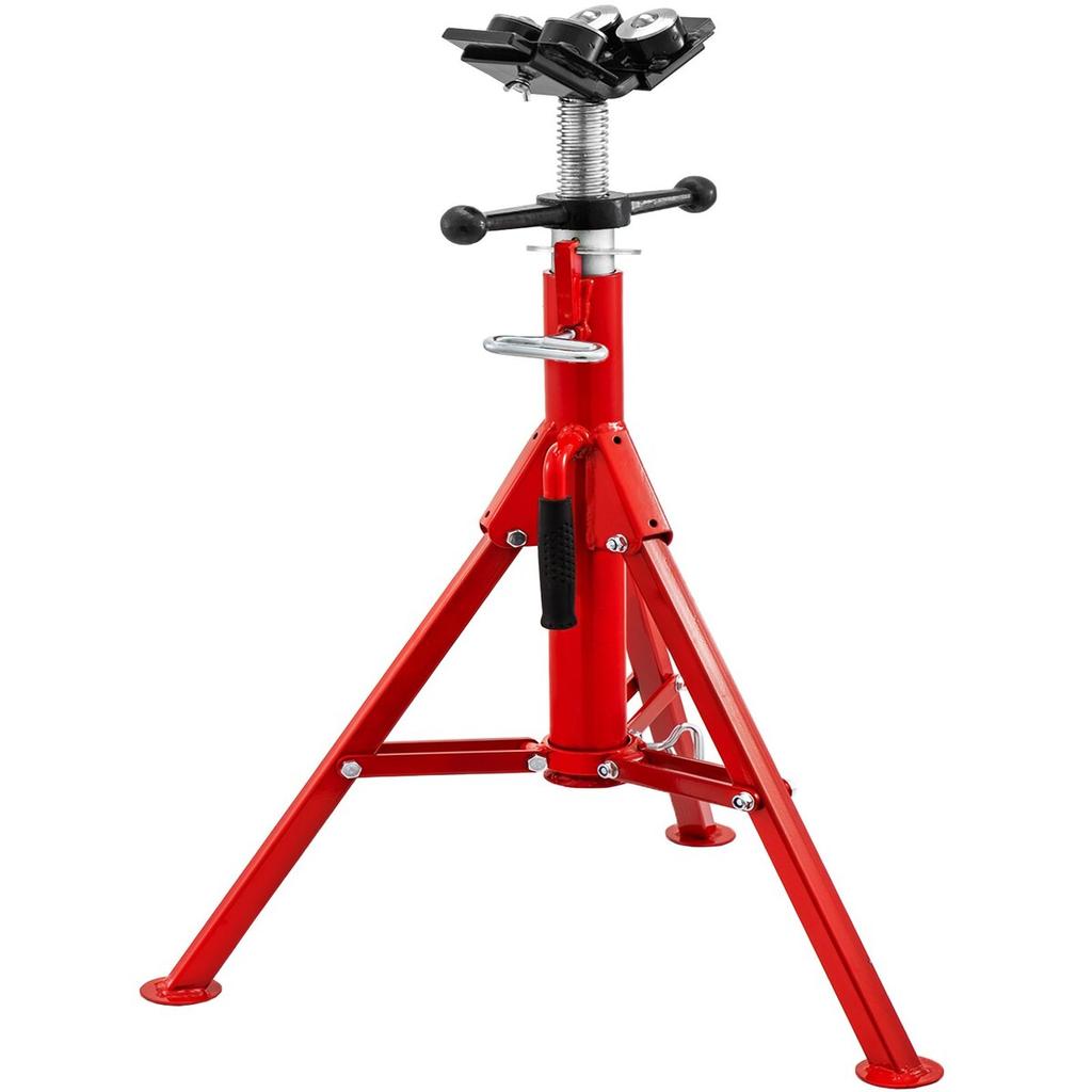 Pipe Jack Stand, Model V-Head 1107A Head High Folding Pipe Stand, Steel Jack Stands, 2 Ton Capacity Pipe Stand, 28-inch To 51.5-inch Pipe Jack Stand