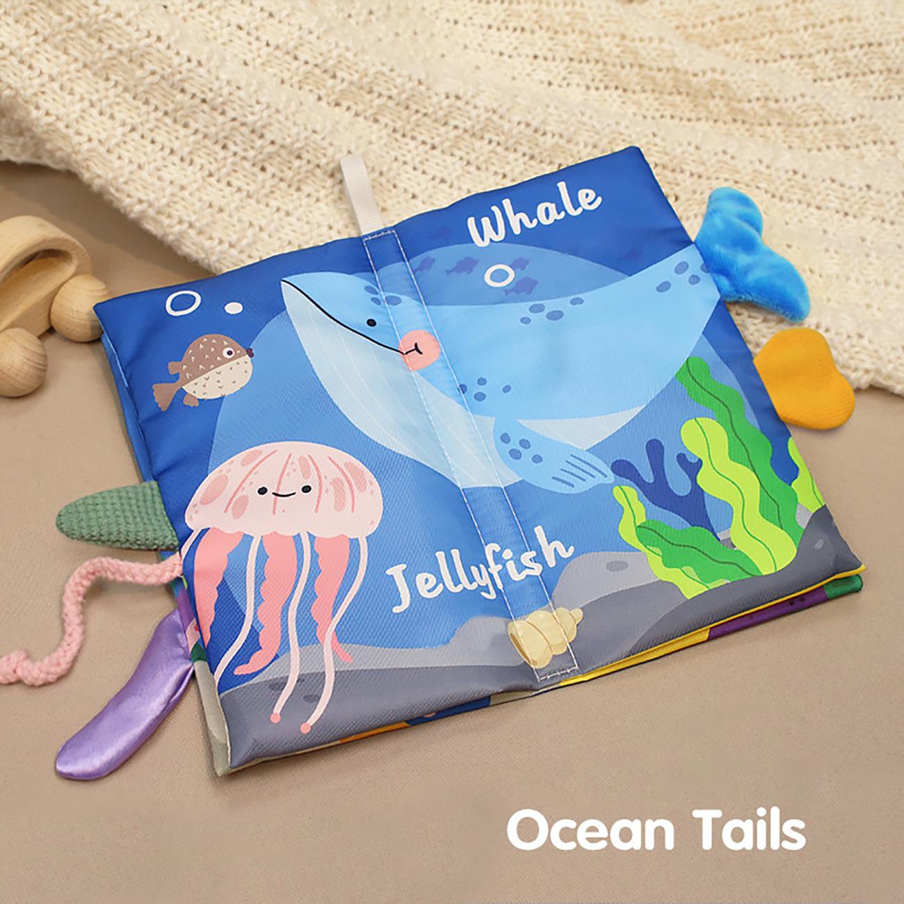 

1 шт. детская тканевая книга, подвесная тканевая книга для коляски, цветная мультяшная книга, детская развивающая игрушка, семейная интерактивная тканевая книга с хвостом