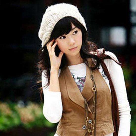 Beret Hat High Elastic Comfortable to Wear Convenient Women Plain Color Knit Beret Hat for Outdoor