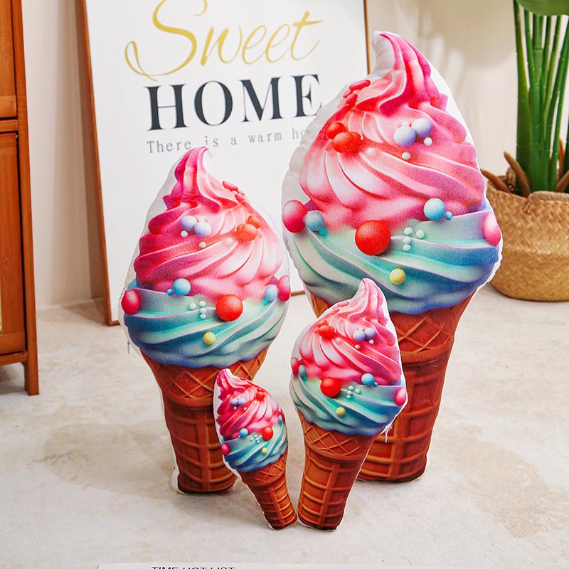 Simulation Cartoon Ice Cream Cone Pillow Plush Toy Ice Cream Doll Children's Props Ornaments Sofa Cushion
