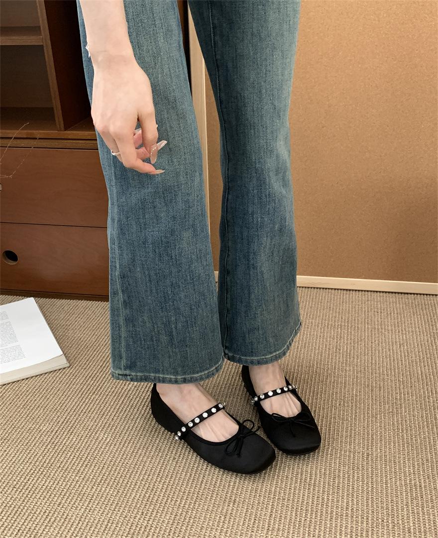 Black series Korean version retro niche Mary Jane women s shoes early spring new one-word buckle strap flat shoes 35
