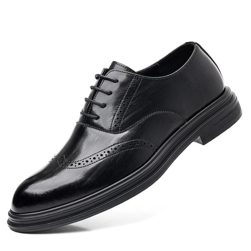 Brock Leather Shoes 8cm Breathable Business Dress Heightening Shoes Men's Soil 6cm Wedding Groom Men's Shoes