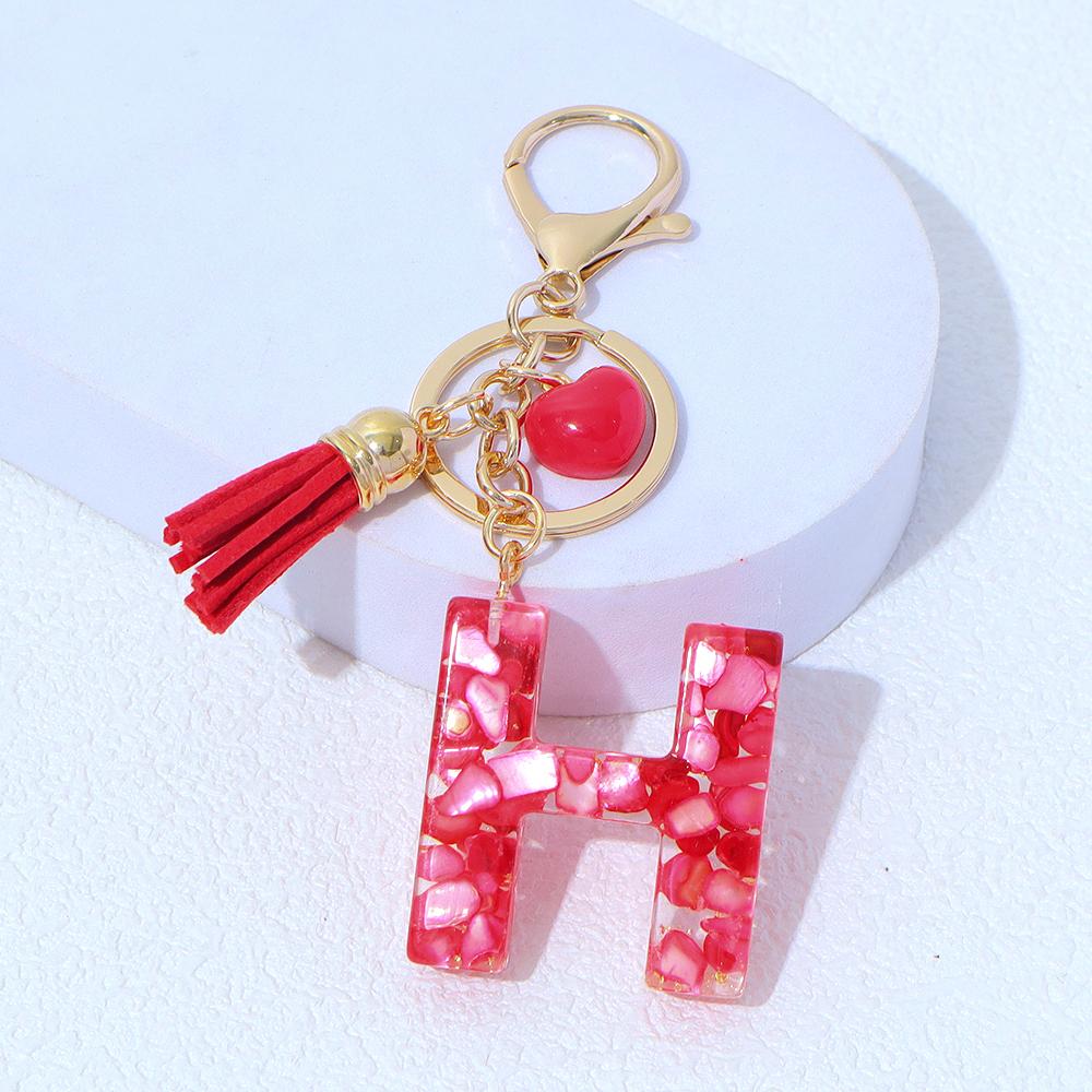Roter A-Z Alphabet Initialen Schlüsselanhänger Niedliches Herz Quaste Harz Anhänger Schlüsselringe Handtaschen Anhänger Auto Anhänger Anhänger Frauen Geschenke