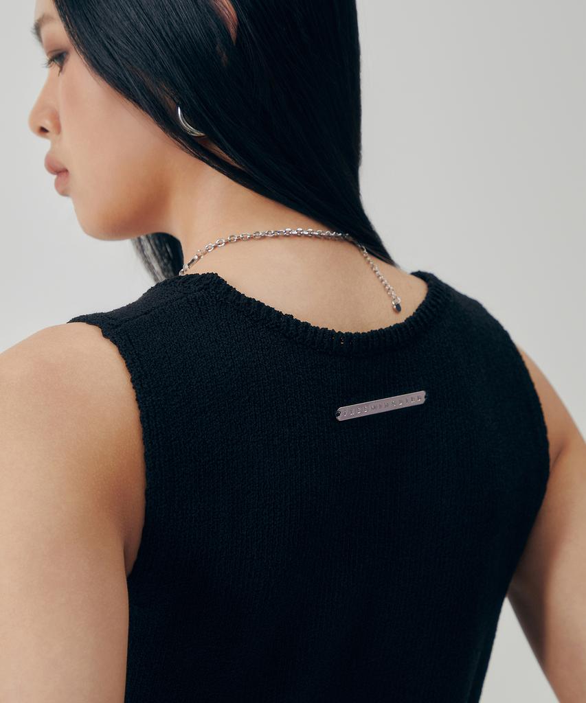 Teulimingbeodeu Fringe Flow Sleeveless Knit One-Piece [ Black ]