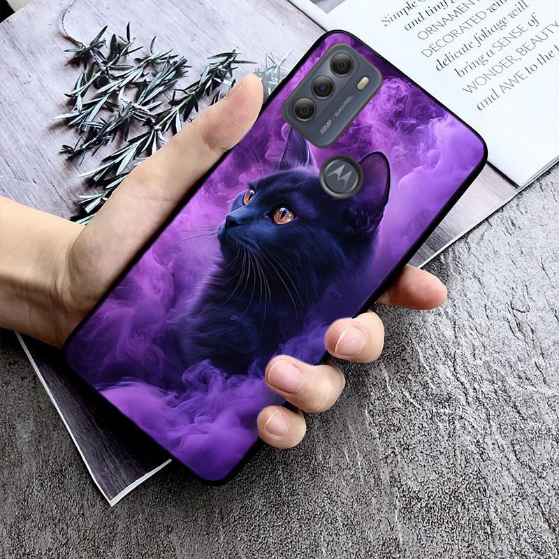 Phone Case For Moto G85 G55 G05 G14 G75 G31 G50 G10 G20 G30 G60 G13 G32 G84 G54 G53 G72 G24 Power Black Cats