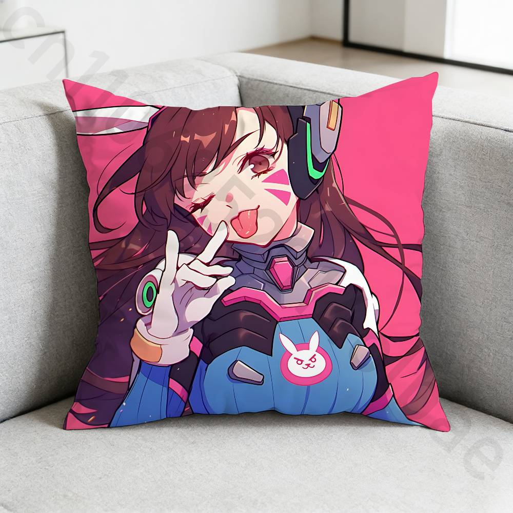 Game OOverwatchS Pillow Case Square DoubleSided Printing Short Plush Sofa Cushion Cover Bedroom Bedside Pillow