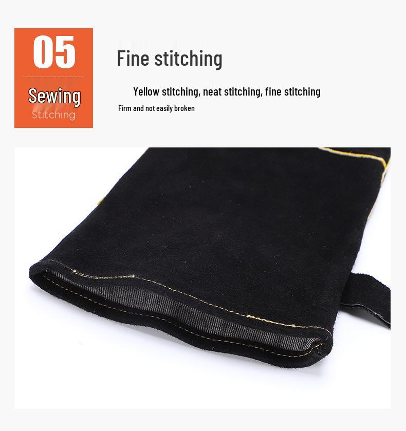 Wear-Resistant Cowhide Welding Gloves: Heat-Resistant, Anti-Scald, Thickened for BBQ and Welder Protection