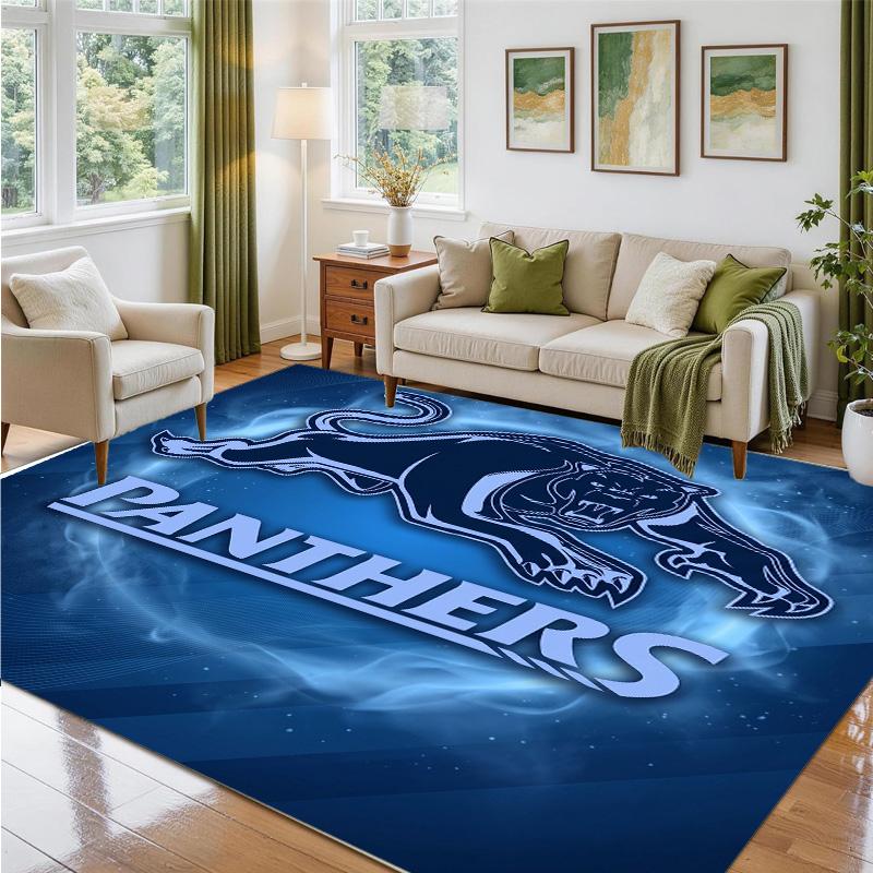 Penrith Panthers Design Crystal Velvet Rug Soft Decorative Mat for Bedroom Entrance
