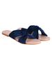 Shoetopia Girls Blue Flat Slide Sandals  Soft Suede Knot Strap Casual Summer Slip-Ons For Everyday Comfort Stylish, |Foo