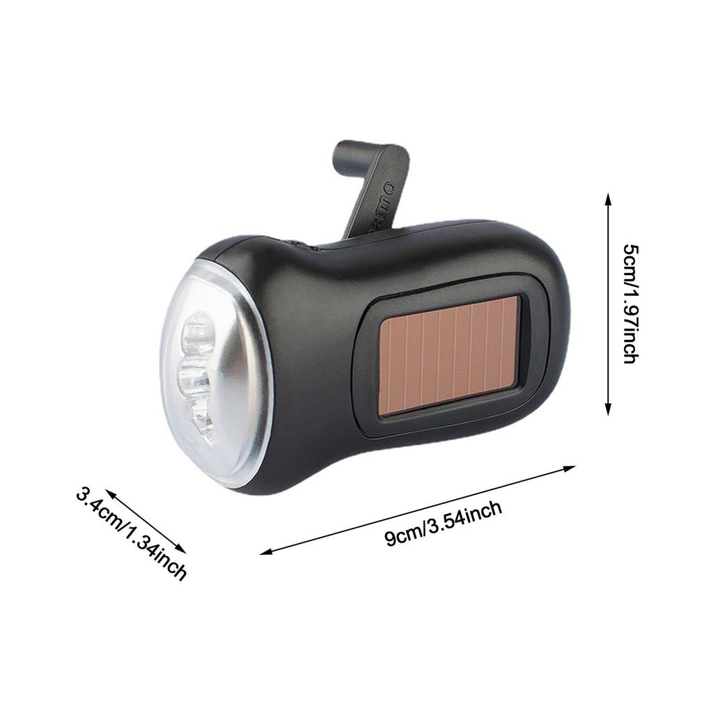 Hand Crank Solar Emergency Flashlight LED Rechargeable Power Bank Portable Outdoor Camping Gear for Home Use