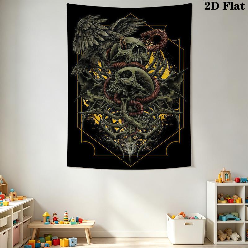 Dark Fantasy Tapestry Gothic Skull Snake Art Tapestry Background Cloth Wallmounted Wall Covering Decoration Background Cloth Work Of Art