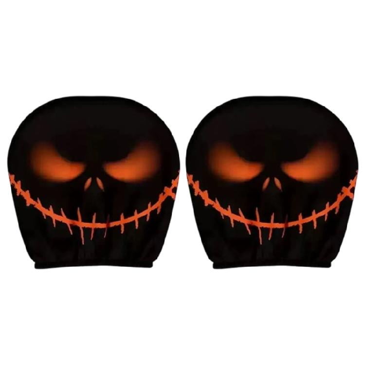 Halloween Inspired Car Headrest Protectors Soft Materials Universal Design Humorous Spooky Prints For Auto Interior 2pcs