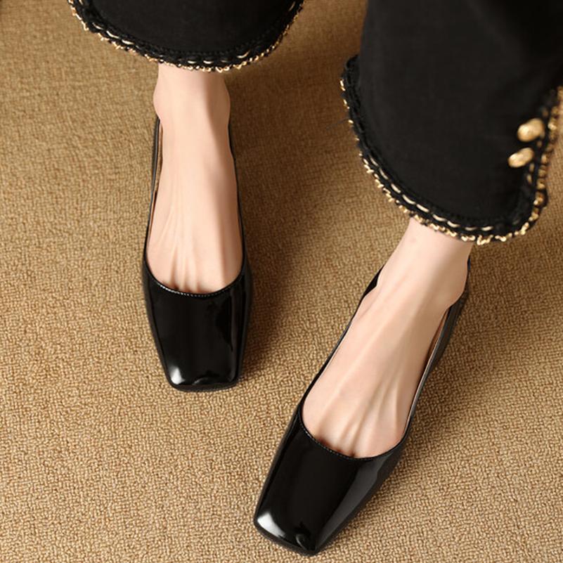 FOREADA Women Pumps Thick High Heels Square Toe Party Sexy Spring Autumn Shoes Black Apricot Rose-carmine 33-46