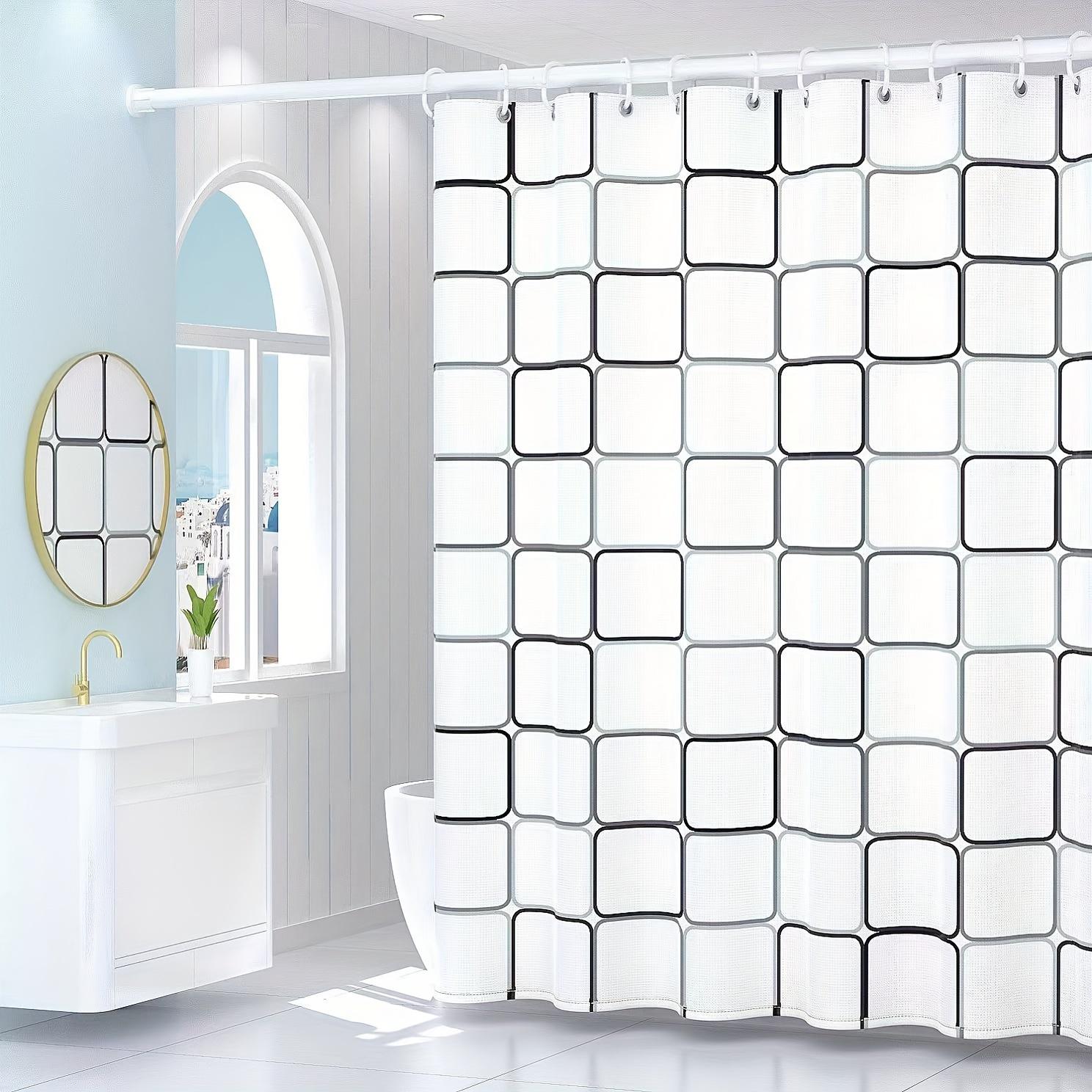 

Easy Clean Shower Curtain With Hooks Mildew Resistant For Home And Commercial Use W60H190(CM)-1 Pcs