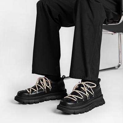 New Men Casual Business Platform Derby Shoes Male Genuine Leather Loafers Slip On Wedding Shoes Harajuku Streetwear