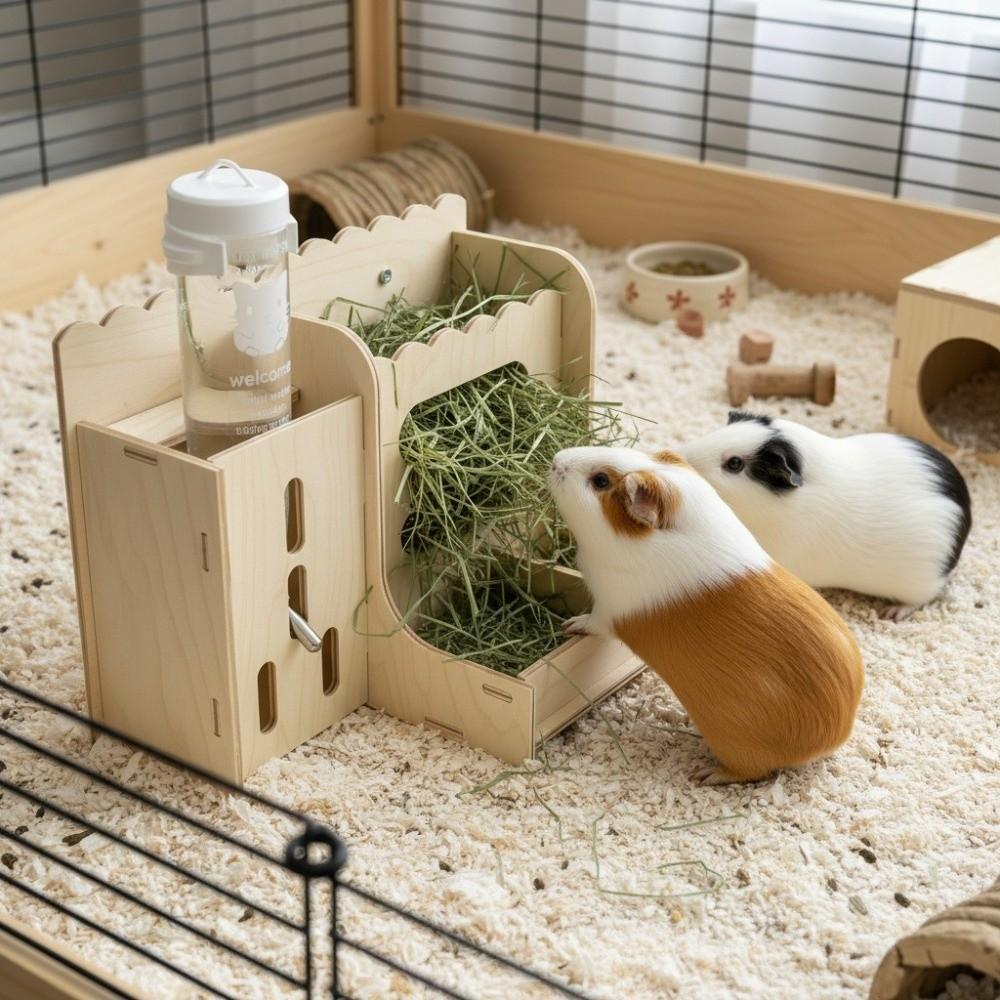 Detachable Rabbit Hay Feeder 2 in 1 Rabbit Hay Rack Pet Food Dispenser Rabbit Food Manger  Habitat
