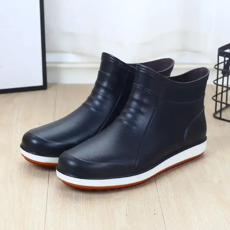 Man Shoes Wear-resistant Non-slip Rain Boots for Men Wellies Loafers Without Lacing Comfortable Low-heel Mud Gum 2024 Rubber New