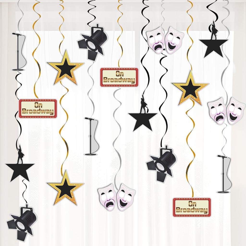 n Musical Party Supplies Decorations 18Pcs The Famous Musical Birthday Foil Ceiling Hanging Swirls Streams for Kids Adult Broadway Musical Lover