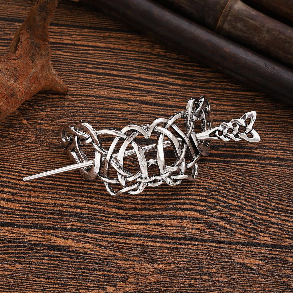 1pc Vintage Silver Celtic Knot Hairpin Niche Punk Style Metal Hairpin Gothic Style Personalized Design Exquisite Headwear