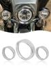 Chelhead Headlight Trim Ring Visor with LED Fog Lamps for and Silver 7-inch 4.5-inch Harley-Davidson 12-14 FLD, 1994-14 FLHR, 1986-14-FLST,