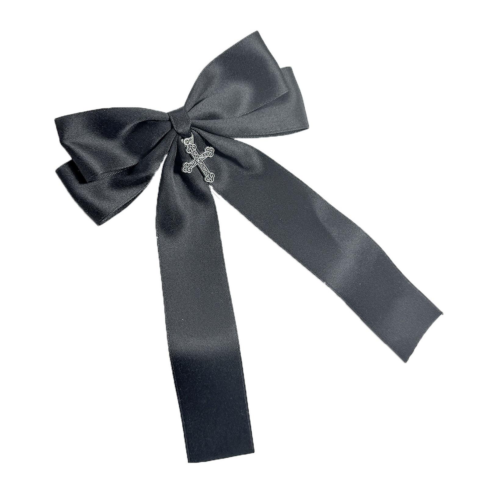 

Заколка для волосся з бантом із хрестиком і кулоном Елегантна весняна заколка для волосся з бантом із бантом для фотозйомки Діадеми для волосся з хвостиком чорний