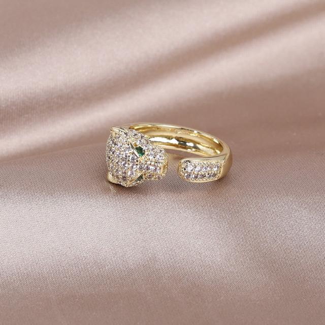 

14-каратное настоящее золотое покрытие, корейский новый дизайн, модные украшения, кольцо с леопардовым принтом, женские трендовые регулируемые серьги на каждый день для работы Resizable белый