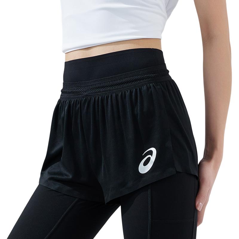 Asics Logo Print Knitted Breathable Quick-Dry Sports Shorts Women shorts Black 2092A389-001