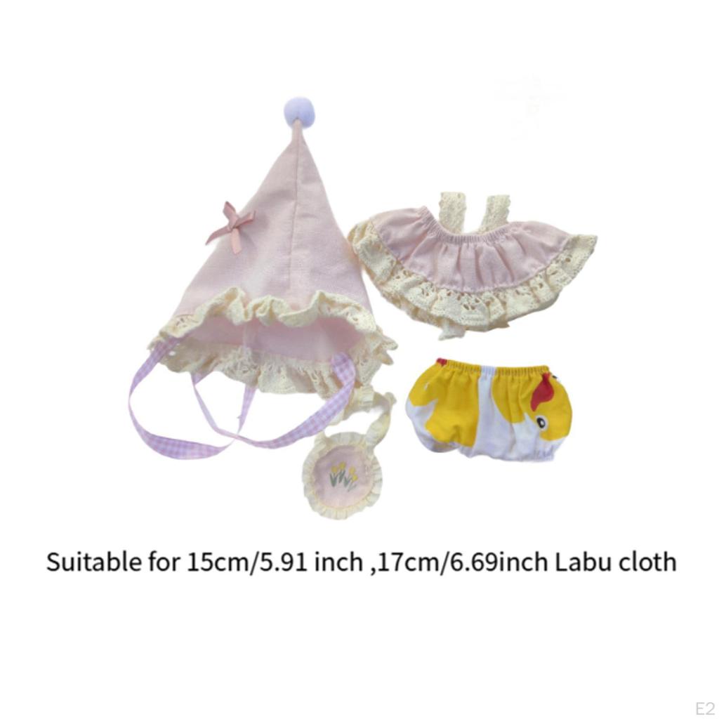 4er Pack Puppen-Elfen-Kleidung mit Hose, Mütze und Tasche für 6,7-Zoll-Puppen Geschenkset