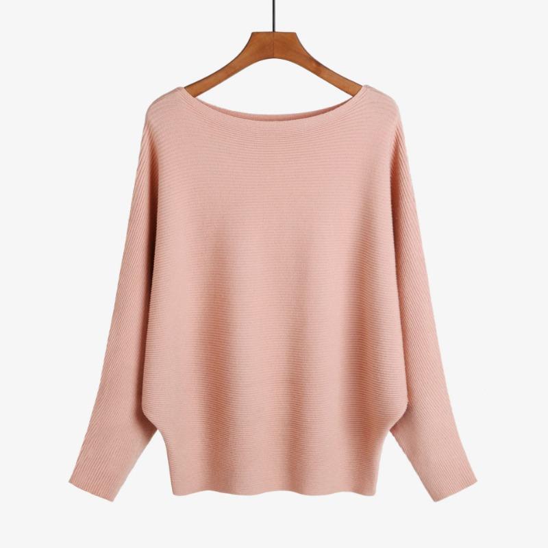 Loose Casual Fashion Bat Long Sleeve Women Sweater Solid Color Pullover Autumn Winter Knitted Tops Elegant Simple Sweaters Basic Clothing
