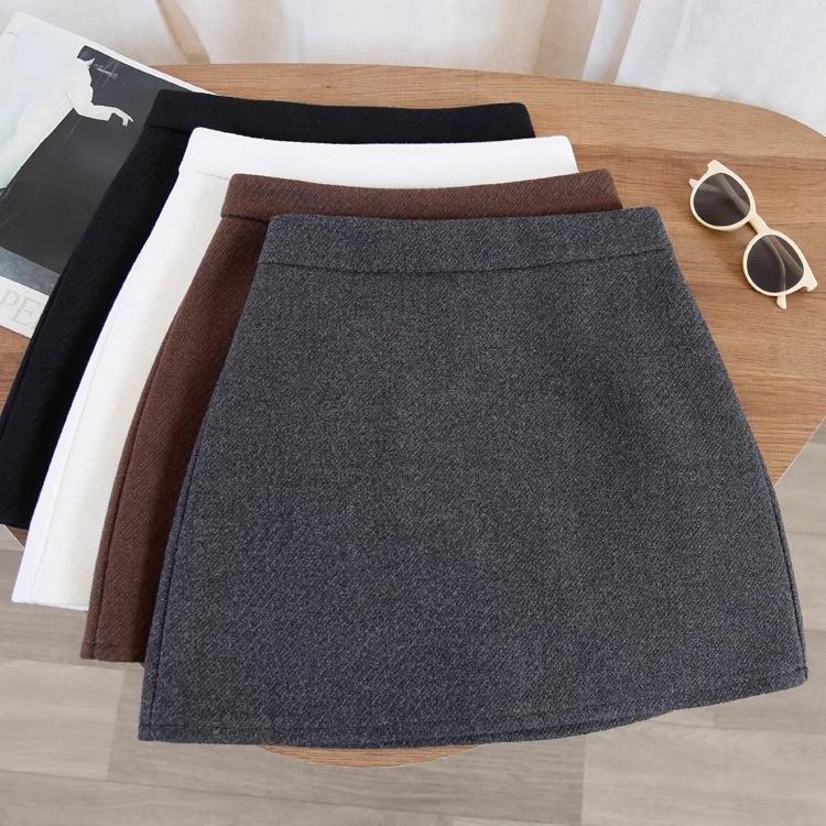 Korean Style Retro Wool Blend A-line High Waist Short Skirt - Women's Trendy, Comfortable Spring/Autumn Inner Wear